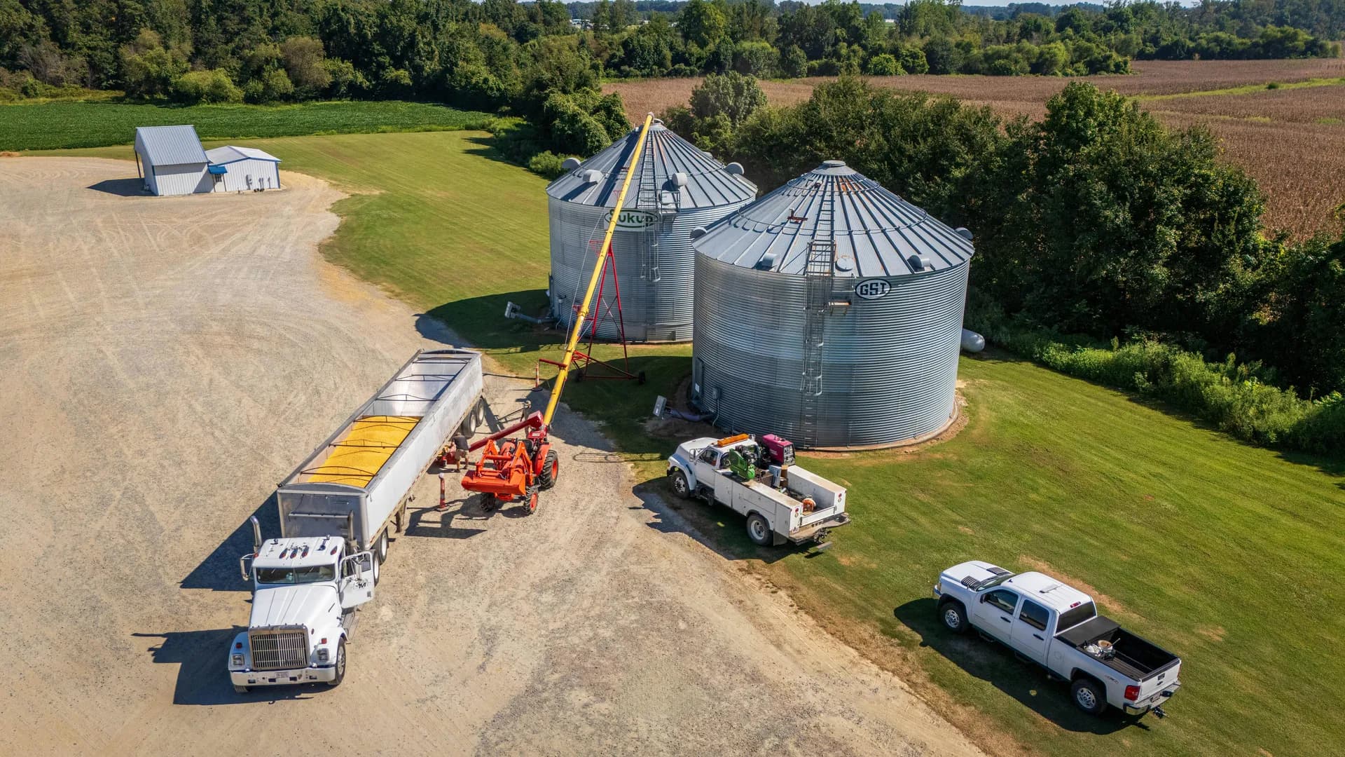 Freight truck being loaded at a dock